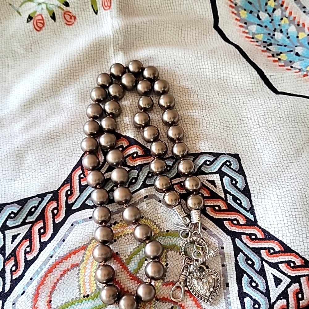 Jewel Kade chocolate pearl toggle necklace 25in